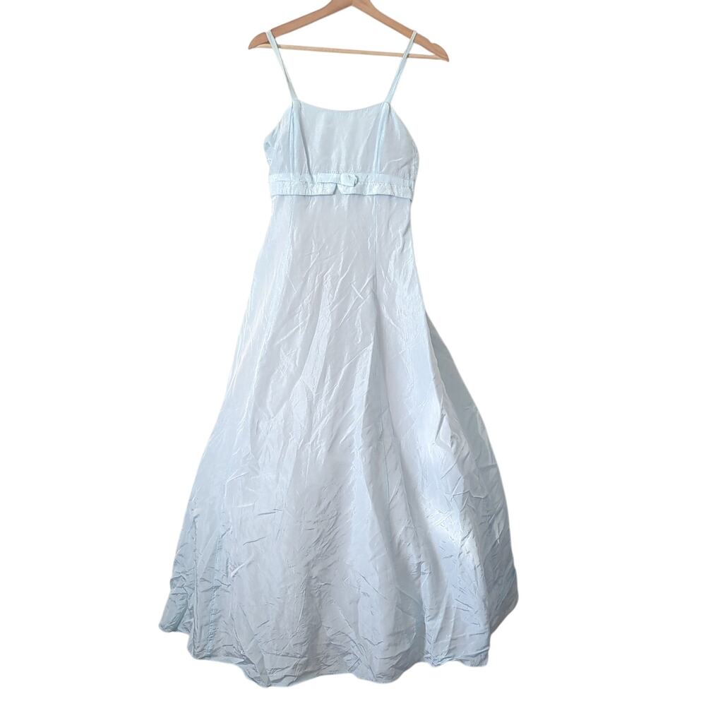 Vintage Jessica McClintock Gunne Sax Dress Size 7 Sky Blue Sleeveless Satin Prom